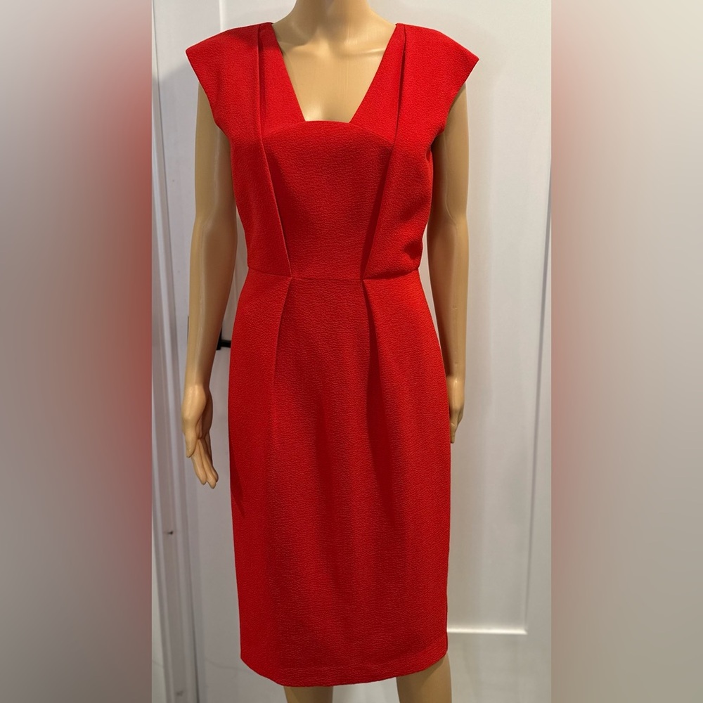 Black Halo Red Sheath Midi Dress V-Neck Sleeveless
